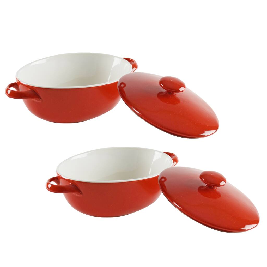 Sienna Red Oval Bakeware With Lid 7-inch (Set of 2)