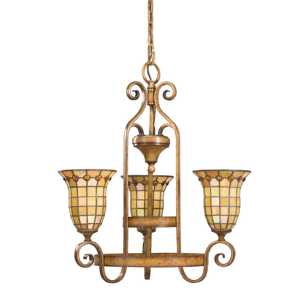 Traditonal 3-light Mottled Pecan Foyer Fixture