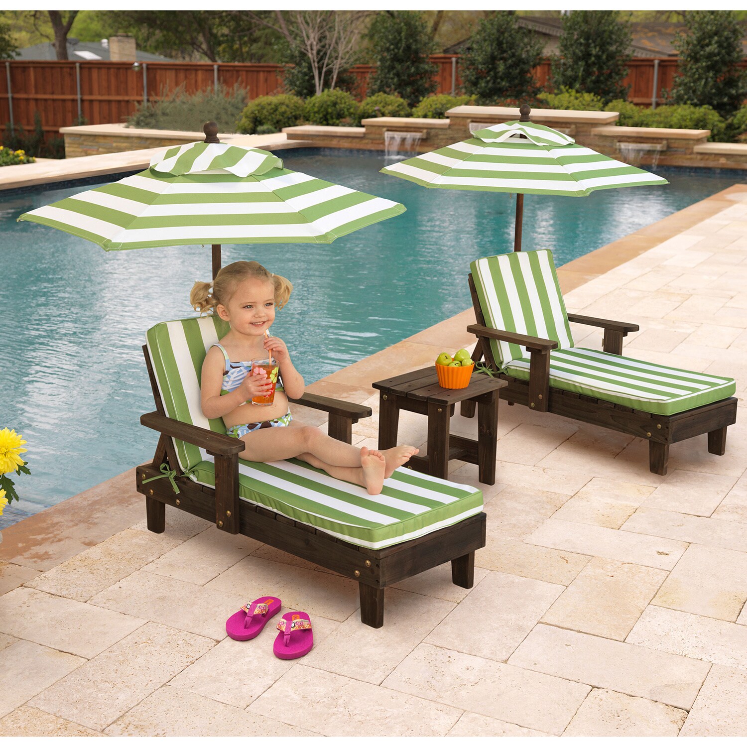 Shop Kidkraft Wooden Kona 2 Chaise Lounge And Umbrella Set Free