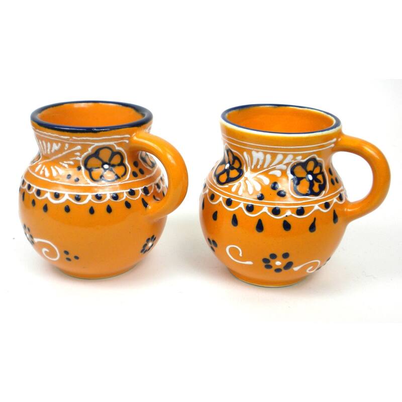 Handmade Mango Encantada Pottery Beaker Cups, Set of 2 (Mexico)