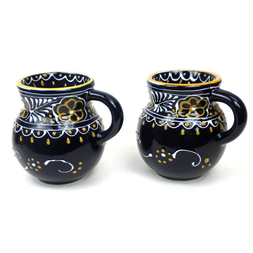 Handmade Blue Encantada Pottery Beaker Cups (Mexico)