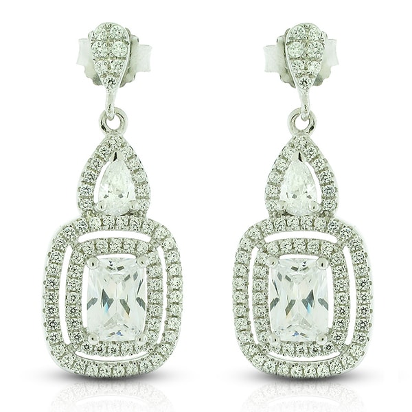 Sterling Silver Rectangle Cubic Zirconia Dangle Earrings Free Sterling Silver Rectangle Cubic Zirconia Dangle Earrings