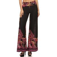 Shop White Mark Women's 'Peacocks of a Feather' Palazzo Pants - Free ...