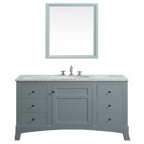 Eviva New York 48 inch Gray Bathroom Vanity with White Carrara Countertop and Undermount Porcelain Sink