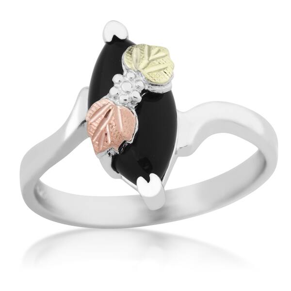 Black Hills Gold On Silver Onyx Ring