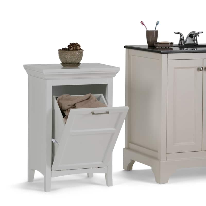 WYNDENHALL Hayes 29.9 inch H x 20.5 inch W Laundry Hamper - Wood - Pure White