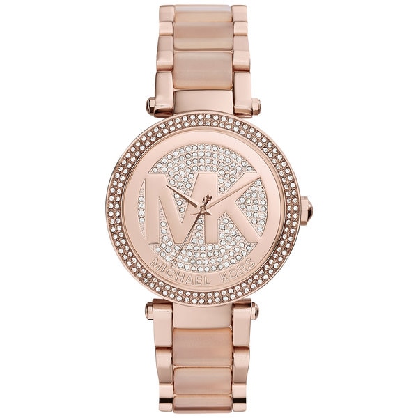 Shop Michael Kors Women's Parker Crystal Pave Dial Stainless Steel ...