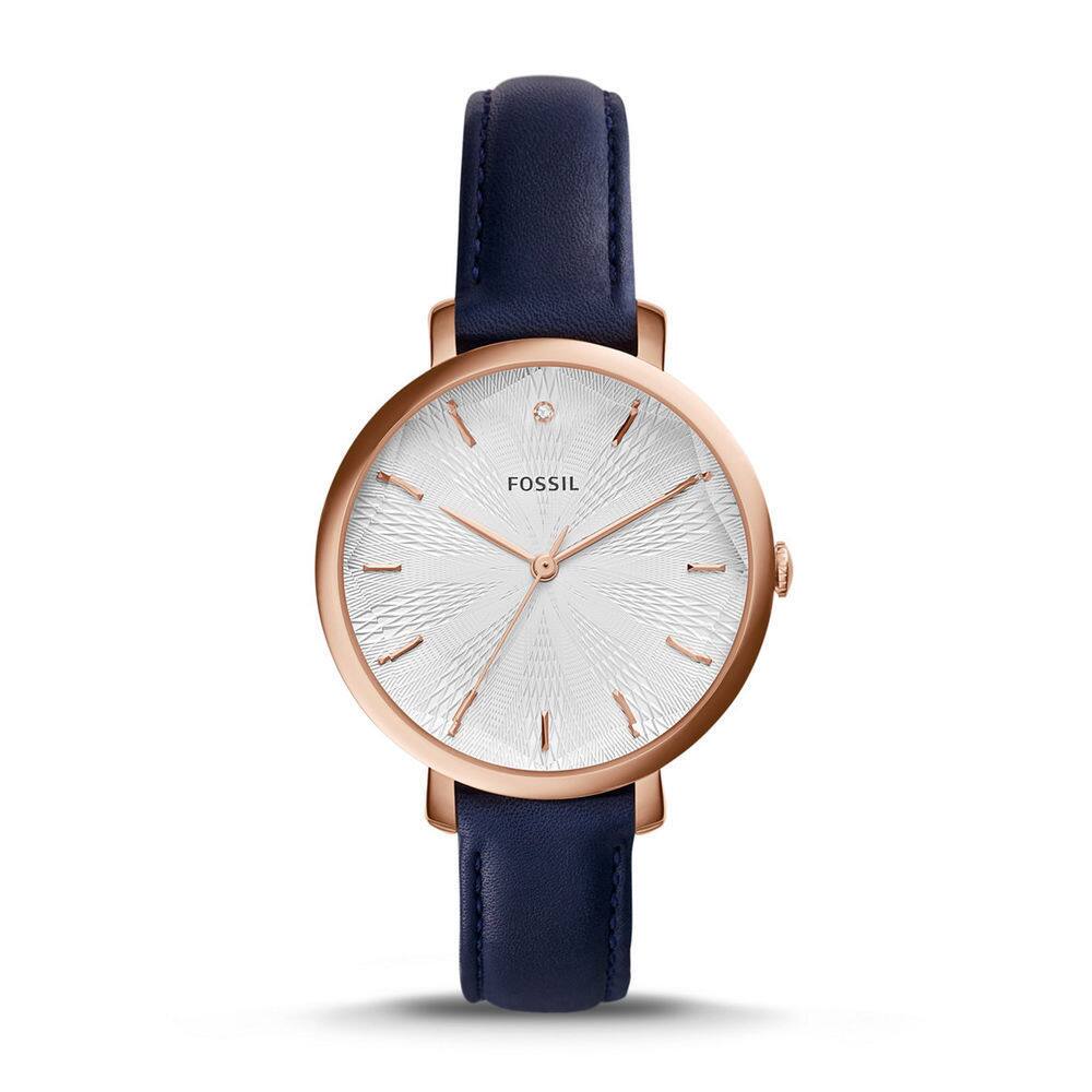 Fossil Women's ES3864 Incandesa White Dial Navy Leather Watch