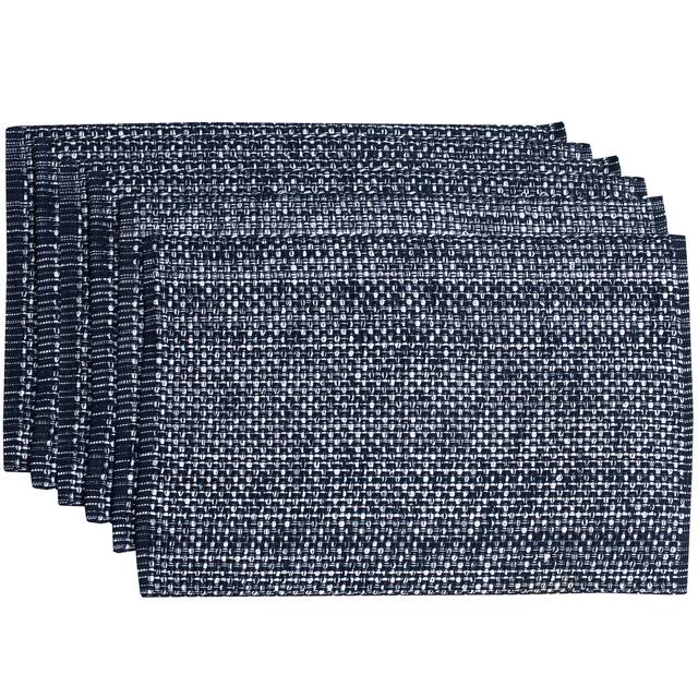 100-percent Cotton Two-tone Placemats (Set of 2, 4 or 6) - Set of 6 - Navy