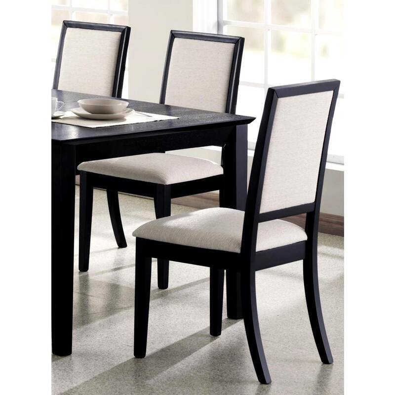 Prestige Cream Upholstered Black Wood Dining Chairs (Set of 2)
