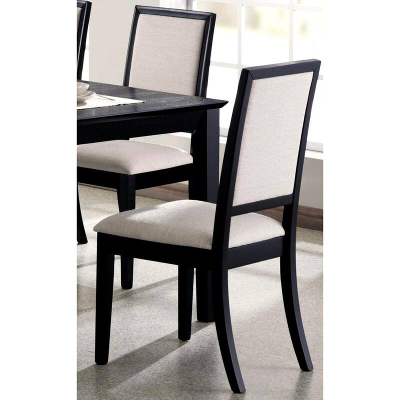 Prestige Modern Cream Upholstered Black Wood Dining Set