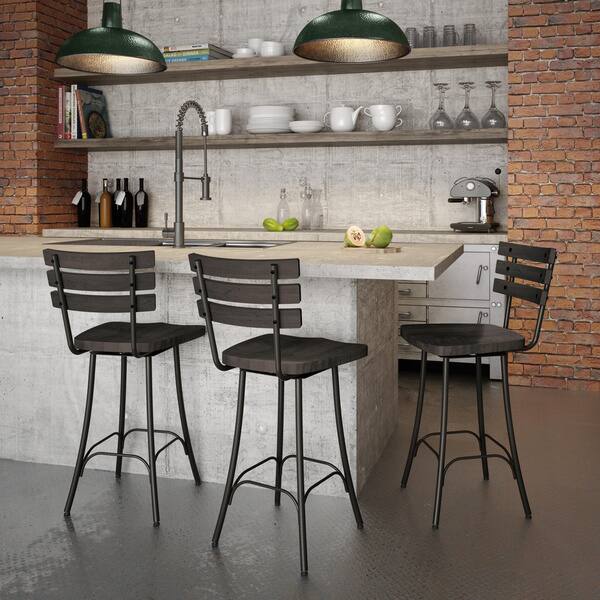 Amisco Dock Swivel Bar Stool with Distressed Wood Seat - Bed Bath ...