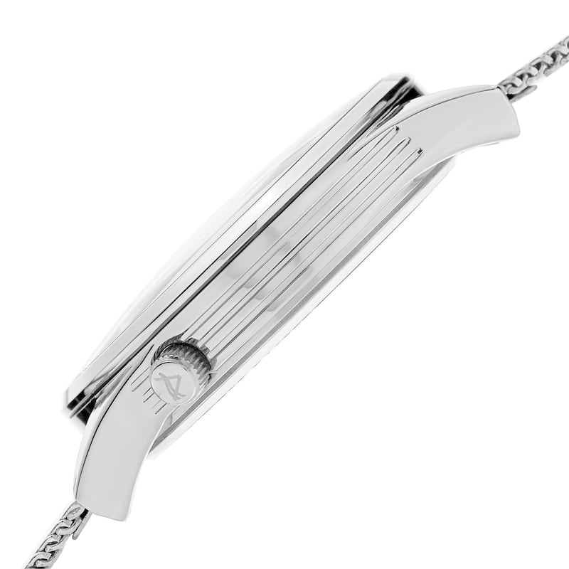 August Steiner Men's Quartz Dual-Time Stainless Steel Mesh Silver-Tone Bracelet Watch - silver