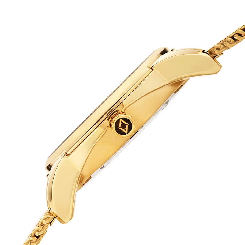 Akribos XXIV Men's Multifunction Step Dial Stainless Steel Mesh Gold-Tone Bracelet Watch - Gold