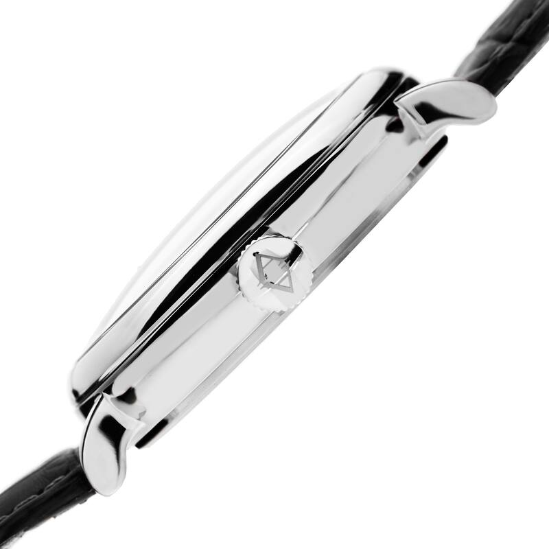 Akribos XXIV Men's Quartz Retrograde GMT Leather Silver-Tone Strap Watch - Black