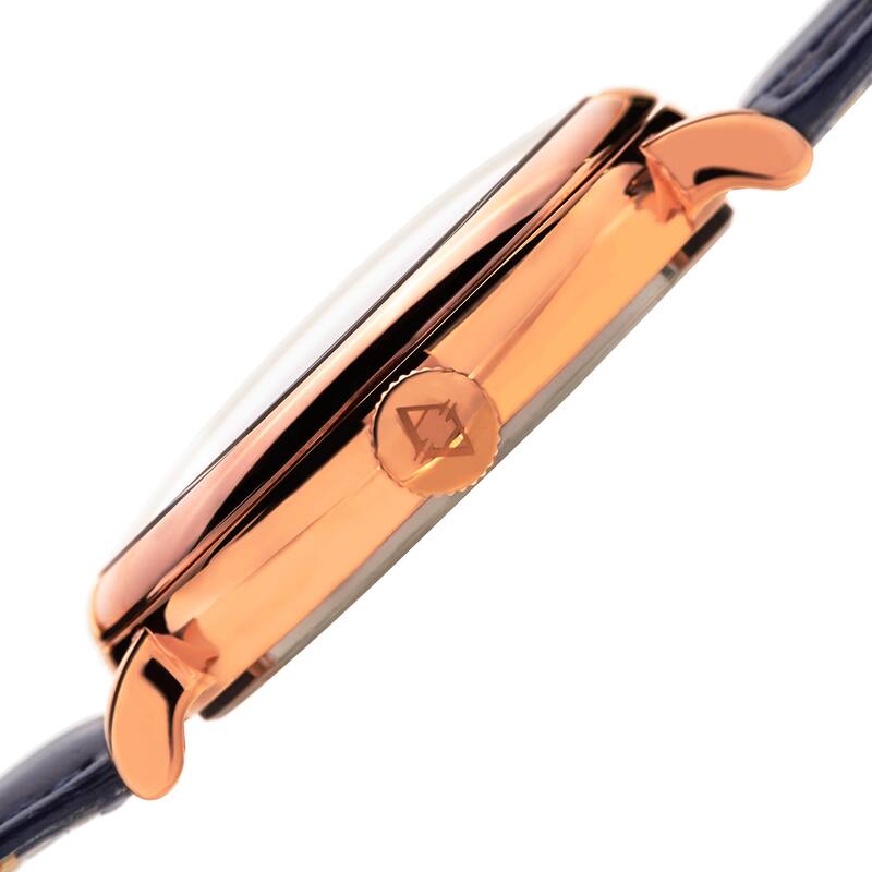 Akribos XXIV Men's Quartz Retrograde GMT Leather Rose-Tone Strap Watch - Blue