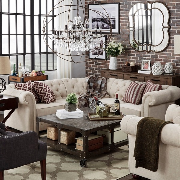 Knightsbridge Scrolled Arm Chesterfield Sectional by iNSPIRE Q