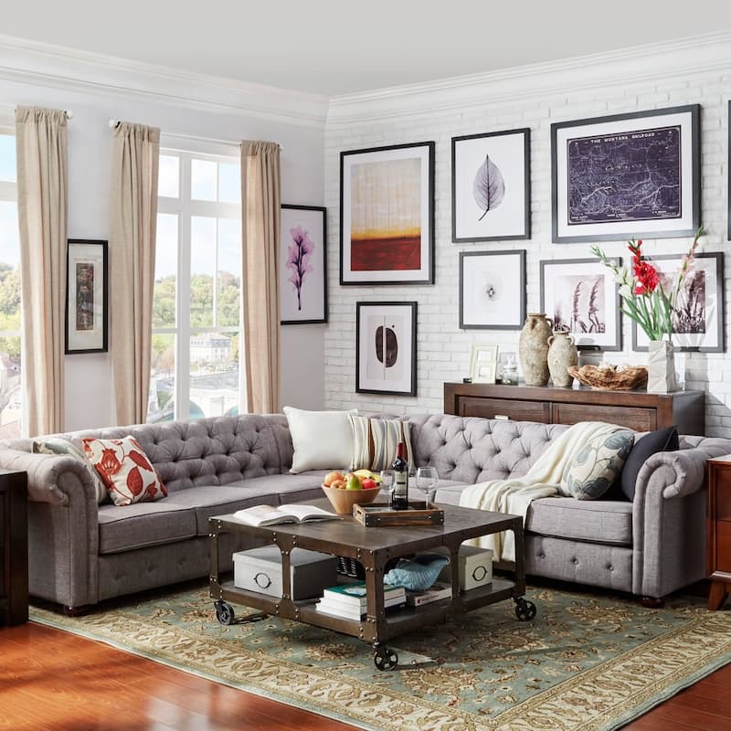 Knightsbridge Chesterfield L-shaped Sectional by iNSPIRE Q Artisan