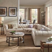 Knightsbridge Tufted Scroll Arm Chesterfield 7-seat L-shaped Sectional by iNSPIRE Q Artisan