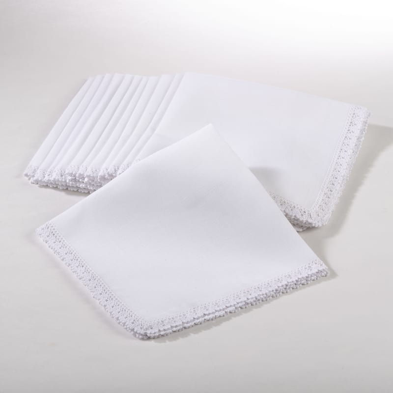 Lace Trimmed Dinner Napkin (Set of 12) - White