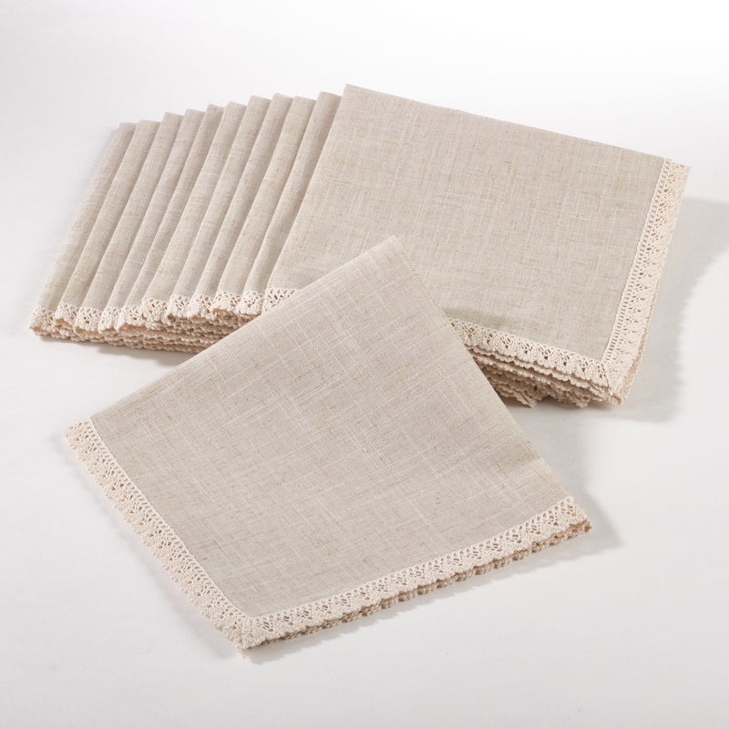 Lace Trimmed Dinner Napkin (Set of 12) - Natural