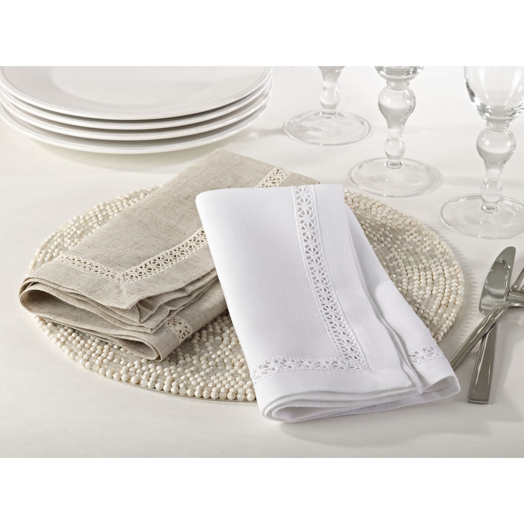 Crochet Lace Trimmed Dinner Napkin (Set of 12)