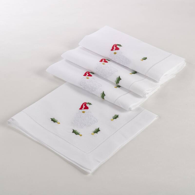 Embroidered Santa Hemstitched Napkin (Set of 4)