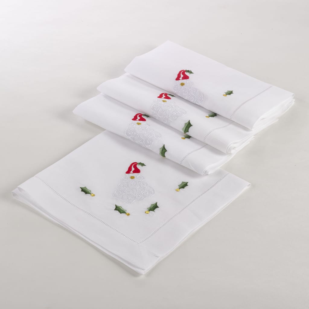 Embroidered Santa Hemstitched Napkin (Set of 4)