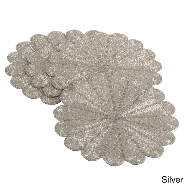 Flower Design Beaded Placemat (Set of 4)
