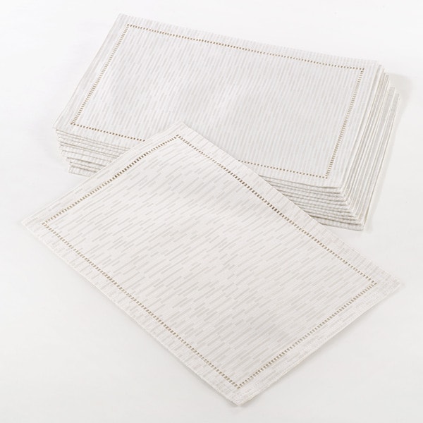 SARO LIFESTYLE Rochester Collection Hemstitched Border Placemats Set of 12 