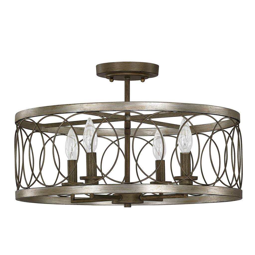 Madeline 4-light Brushed Silver/Bronze Semi-Flush Mount