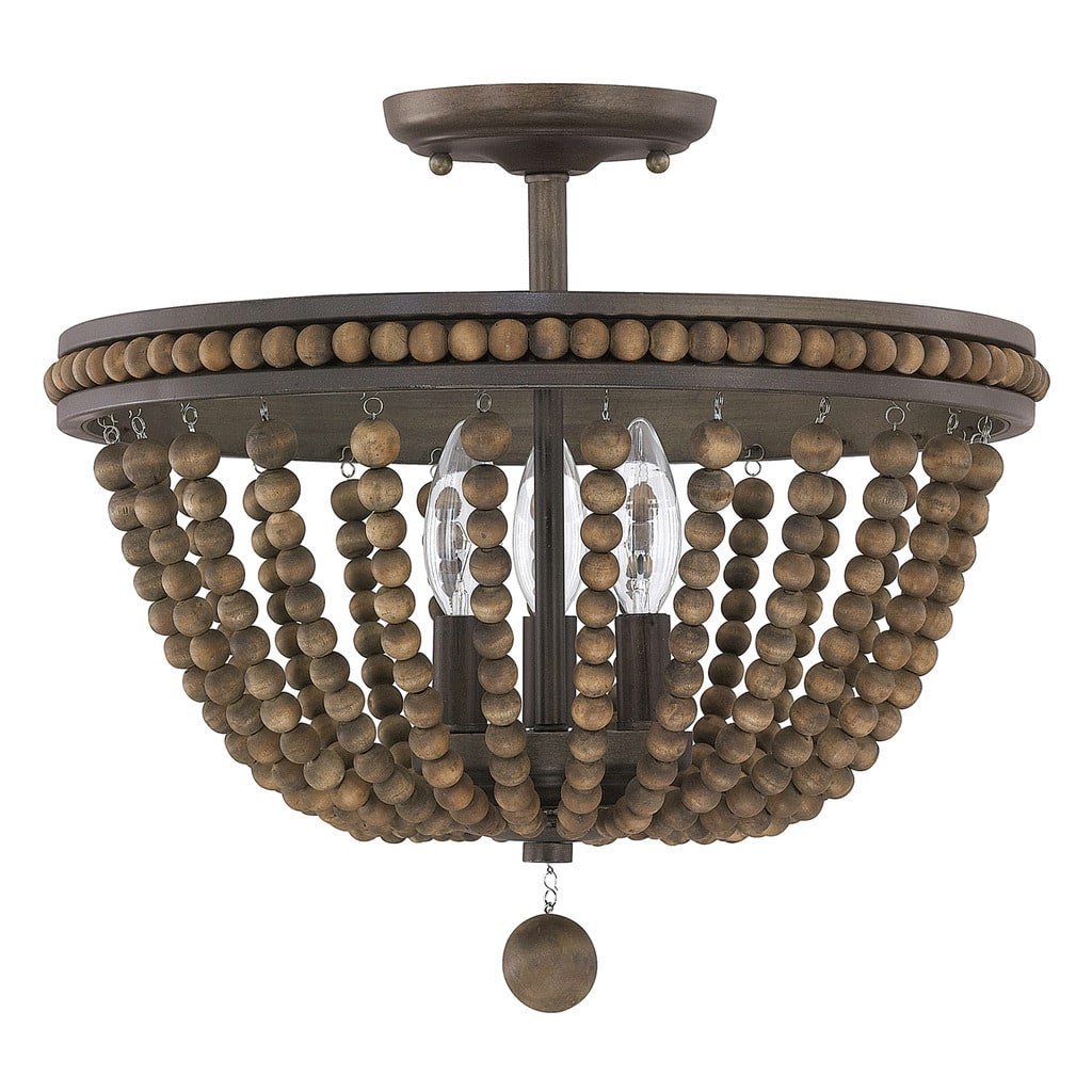 Handley Collection 3-light Tobacco Semi Flush Mount