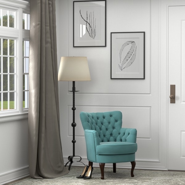 Shop Handy Living Priscilla Turquoise Blue Velvet Petite Arm Chair On Sale Free Shipping