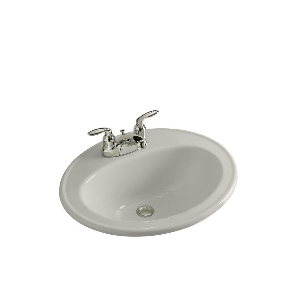 Kohler Pennington Drop In Bathroom Sink With Centerset Faucet Holes Ice Grey K 2196 4 95 Overstock 10694255