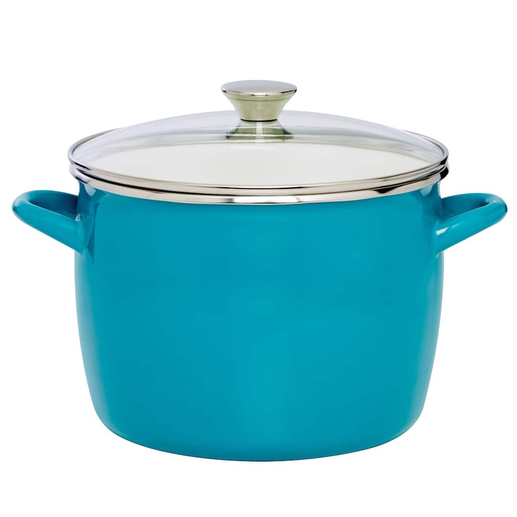 Sabatier 12QT Eos Stock Pot Teal With Glass Lid