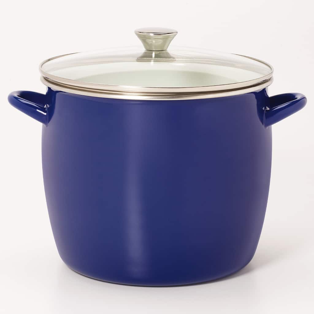 Sabatier 8QT Eos Stock Pot Blue With Glass Lid