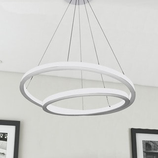 VONN Lighting VMC31740SW Tania Duo 24-inch LED Modern Circular Chandelier in White (1 to 3 - White - Indoor - 13 to 24 Inches - Bulbs Included - - Chandeliers For Bedrooms by Overstock.com