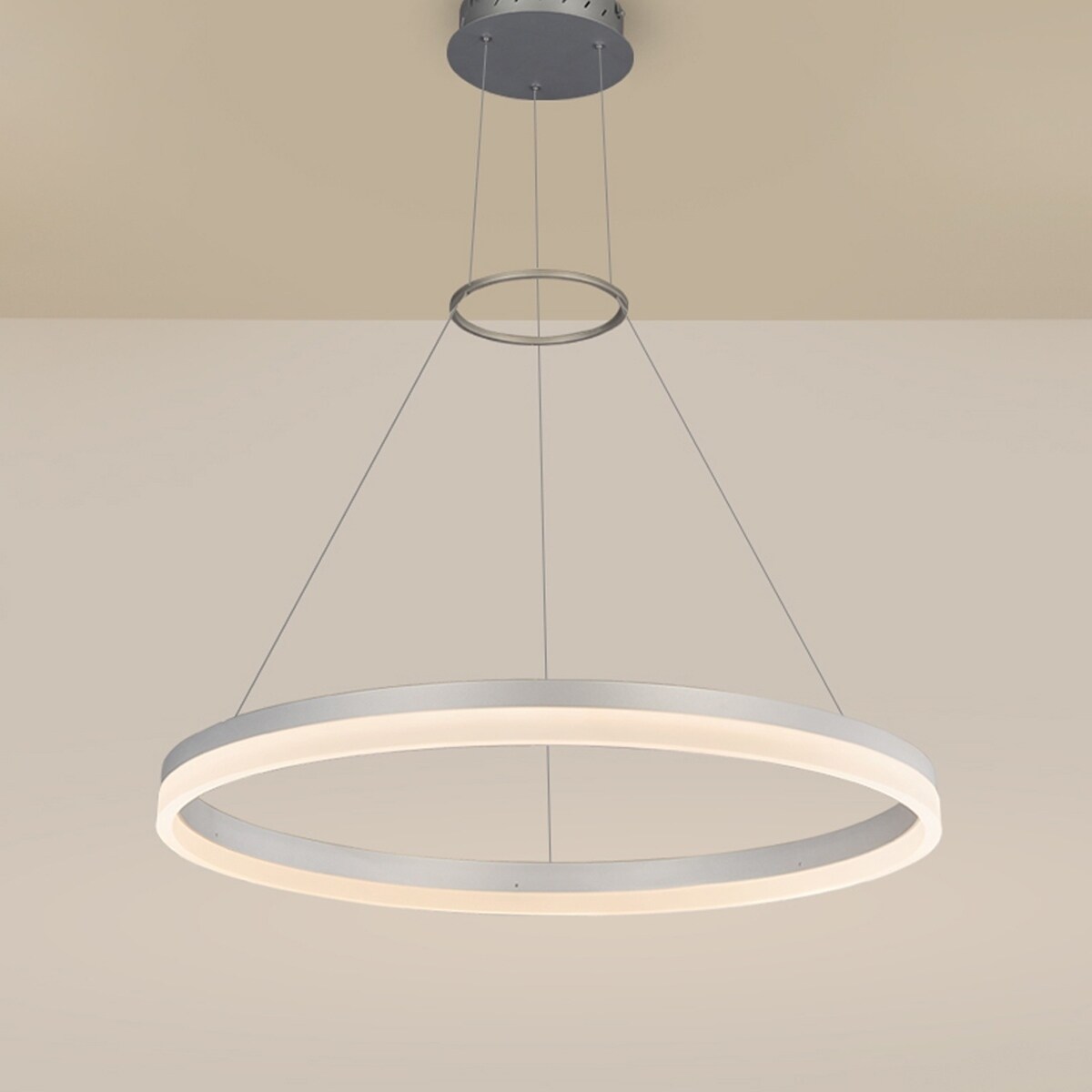 VONN Lighting VMC31650AL Tania 24-inch LED Modern Circular Chandelier in Silver (1 to 3 - Dimmable/Energy Efficient/Sloped Ceiling Adaptable - Grey - - Chandeliers For Bedrooms by Overstock.com