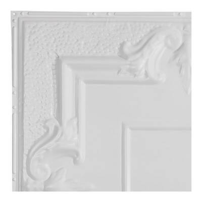 Great Lakes Tin Niagara Matte White 2-foot x 2-foot Nail-Up Ceiling Tile