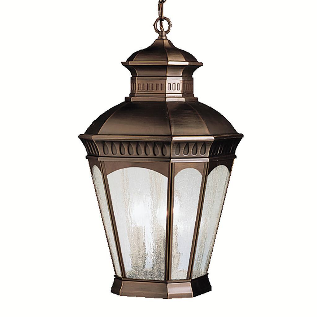 Traditional 3-light Burnished Bronze Outdoor Pendant