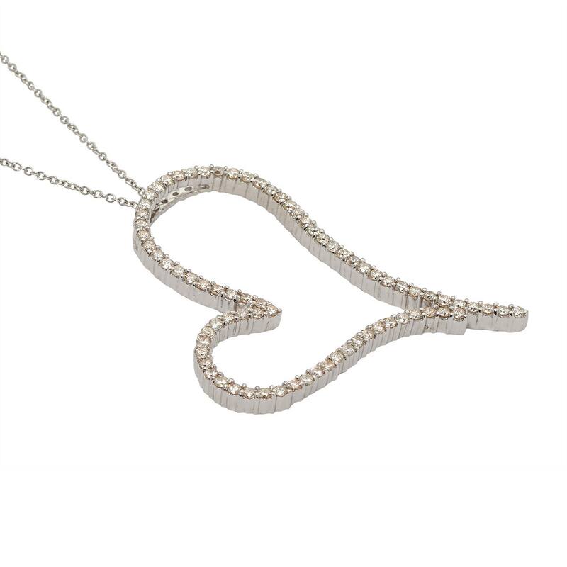 Kabella 18k White Gold 2ct TDW Diamond Heart Necklace (G-H, SI1-SI2)