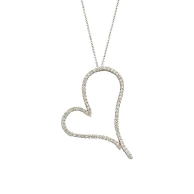 Kabella 18k White Gold 2ct TDW Diamond Heart Necklace (G-H, SI1-SI2)