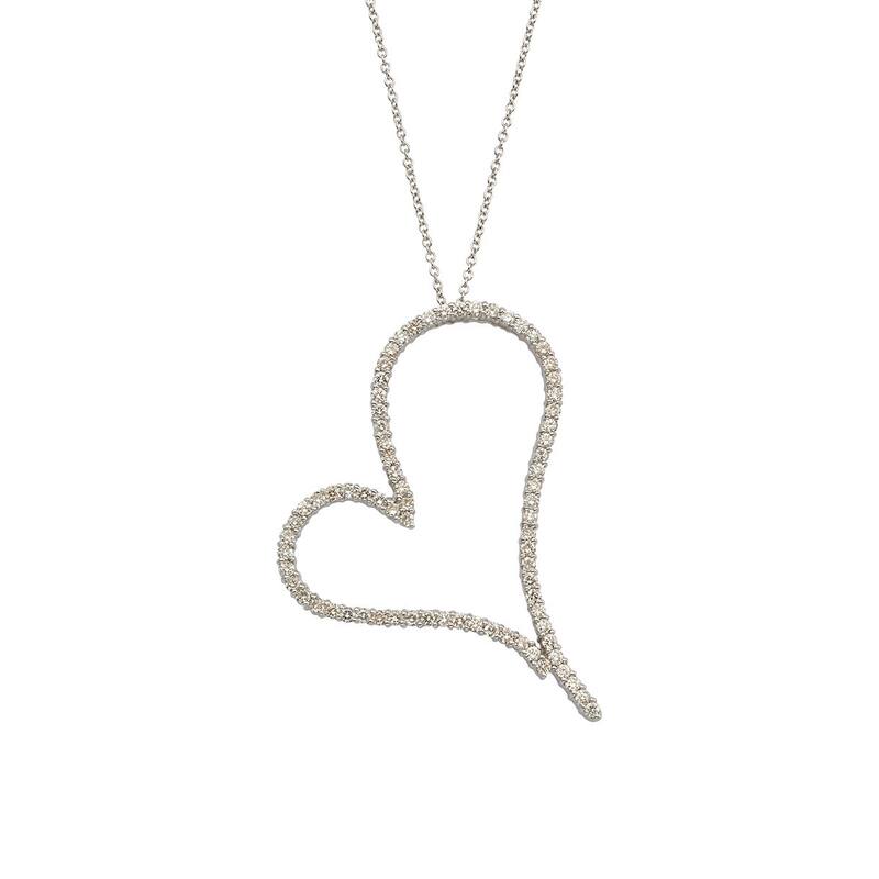 Kabella 18k White Gold 2ct TDW Diamond Heart Necklace (G-H, SI1-SI2)