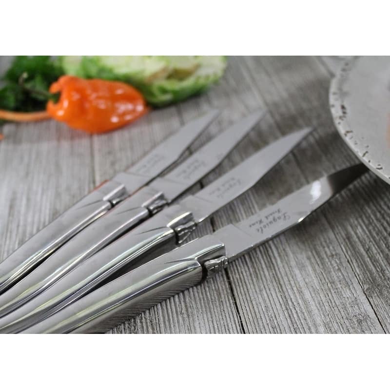 French Home Set of 4 Laguiole Connoisseur Stainless Steel Steak Knives - Silver
