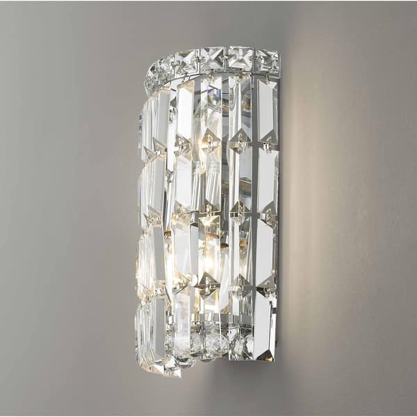 Shop Glam Art Deco Style 2 Light Chrome Finish And Clear Shop Glam Art Deco Style 2 Light Chrome Finish And Clear