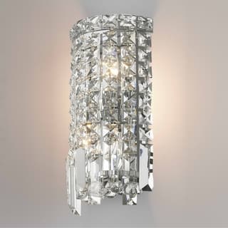 Crystal Wall Lights Online At Our Best Lighting Glam Art Deco Style 2 Light Chrome Finish And Clear Crystal 6 Inch Wide