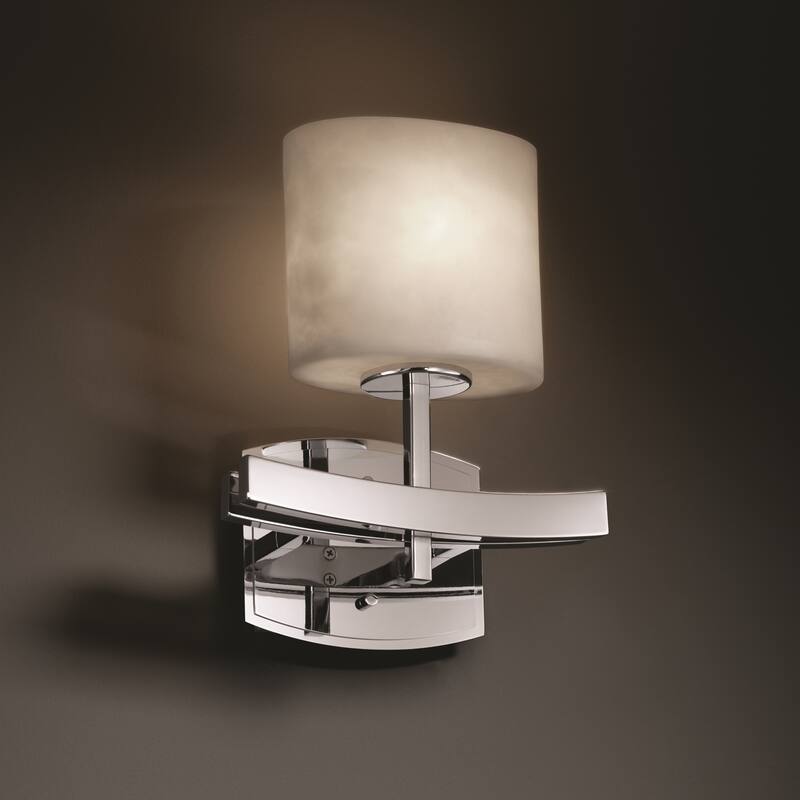 Justice Design Clouds Archway 1-light Polished Chrome ADA Wall Sconce, Clouds Oval Shade