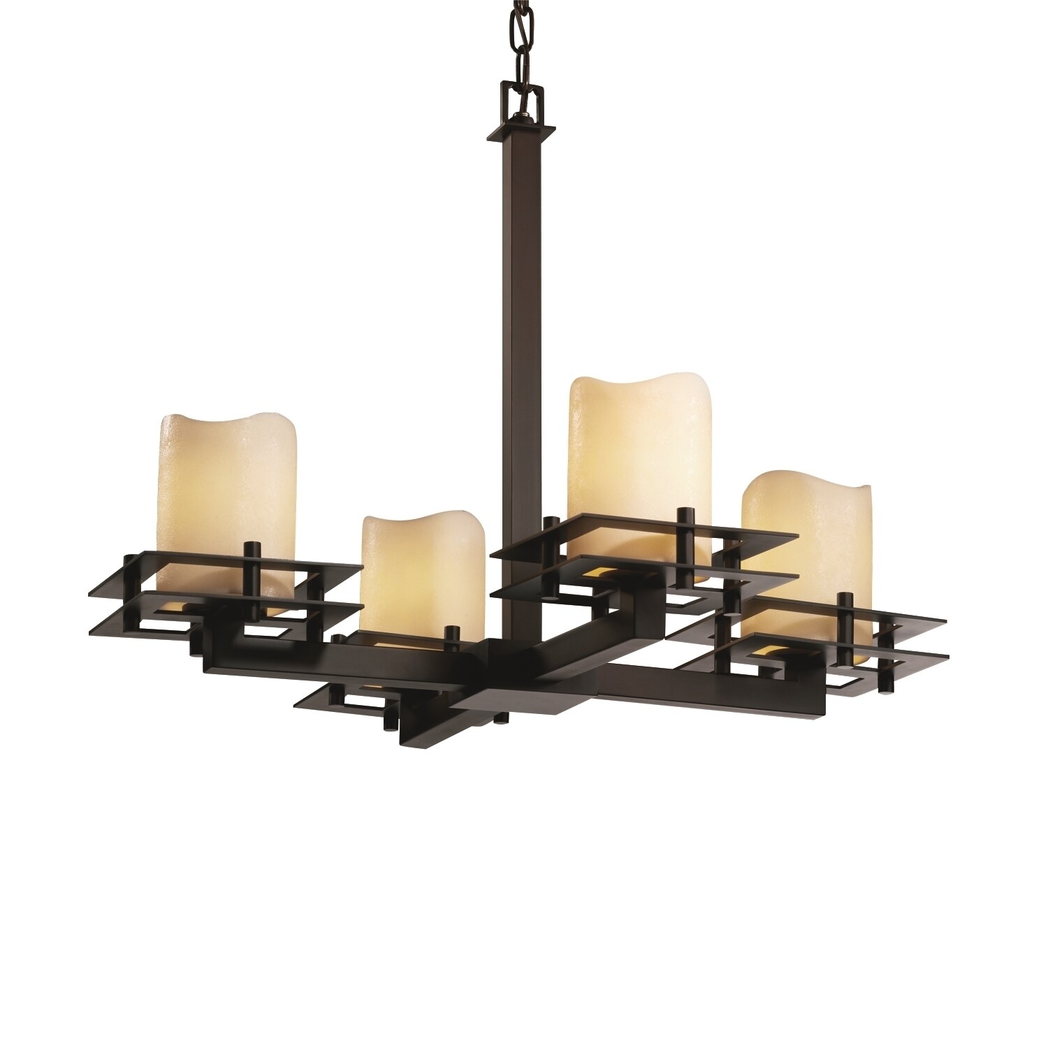 Justice Design Group CandleAria Metropolis 4-light Dark Bronze Chandelier, Cream Cylinder - Melted Rim Shade (Dark Bronze, Cream) - Chandeliers For Bedrooms by Overstock.com