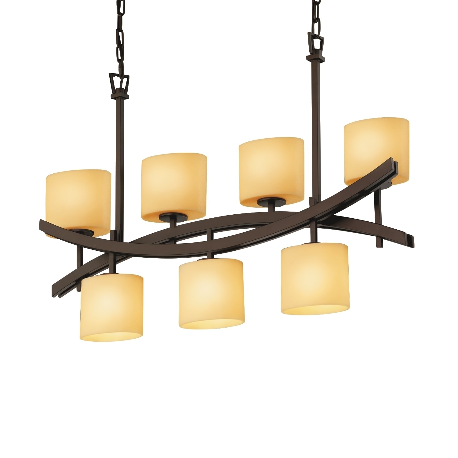Justice Design Group CandleAria Archway 7-light Dark Bronze Chandelier, Amber Oval Shade (Dark Bronze, Amber) - Chandeliers For Bedrooms by Overstock.com