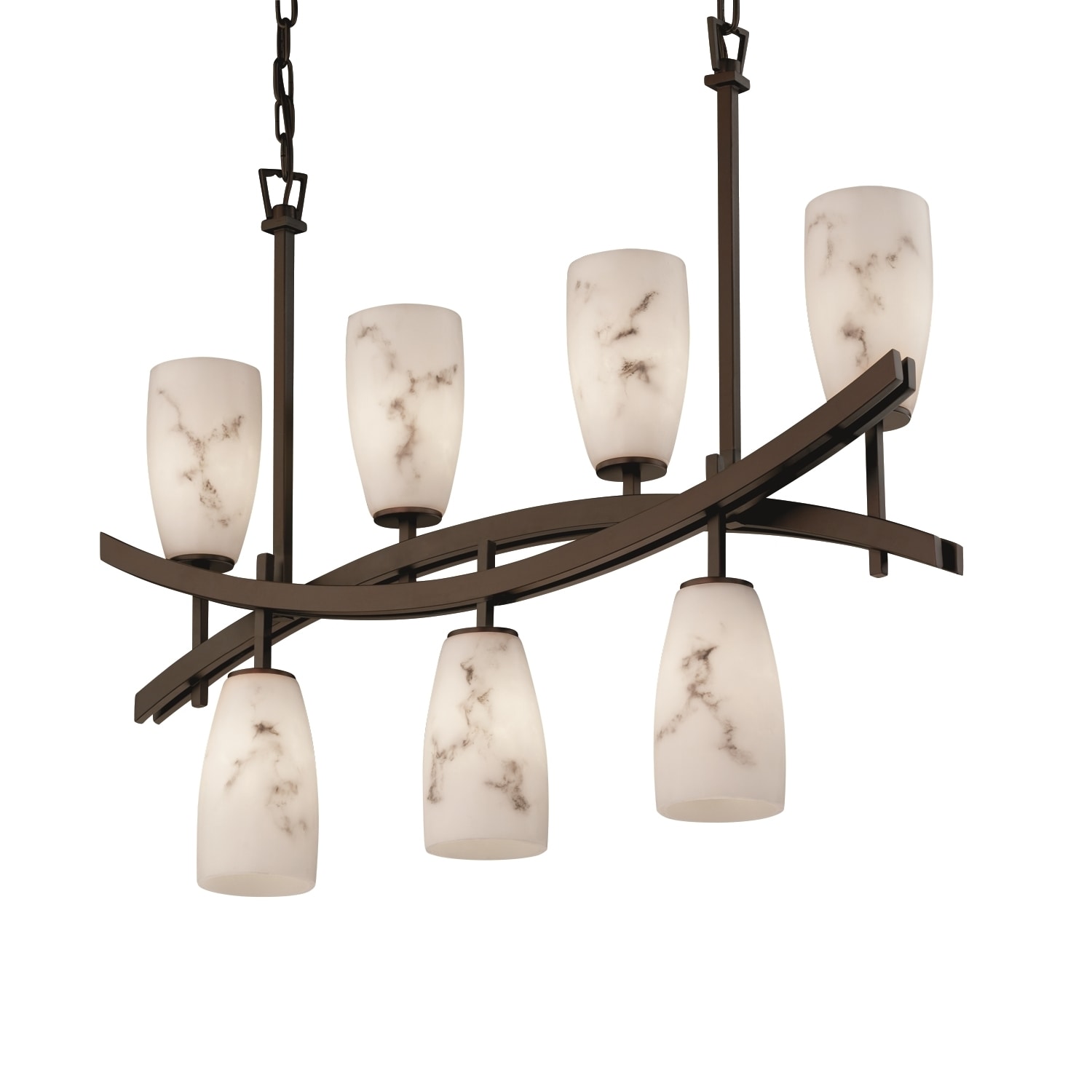 Justice Design Group LumenAria Archway Up & Downlight Chandelier Tall Tapered Cylinder (Dark Bronze, Faux Alabaster) - Chandeliers For Bedrooms by Overstock.com